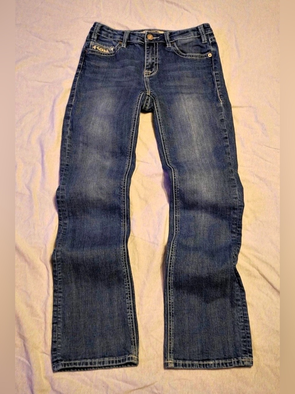 Rock & Roll Denim Bootcut Jeans Size 24x34 Embellished Pocket Long Tall Y2K